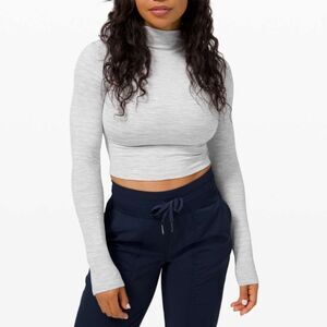 Lululemon All Aligned Mock Neck Long Sleeve Shirt Cropped Top Long Sleeve Size 0